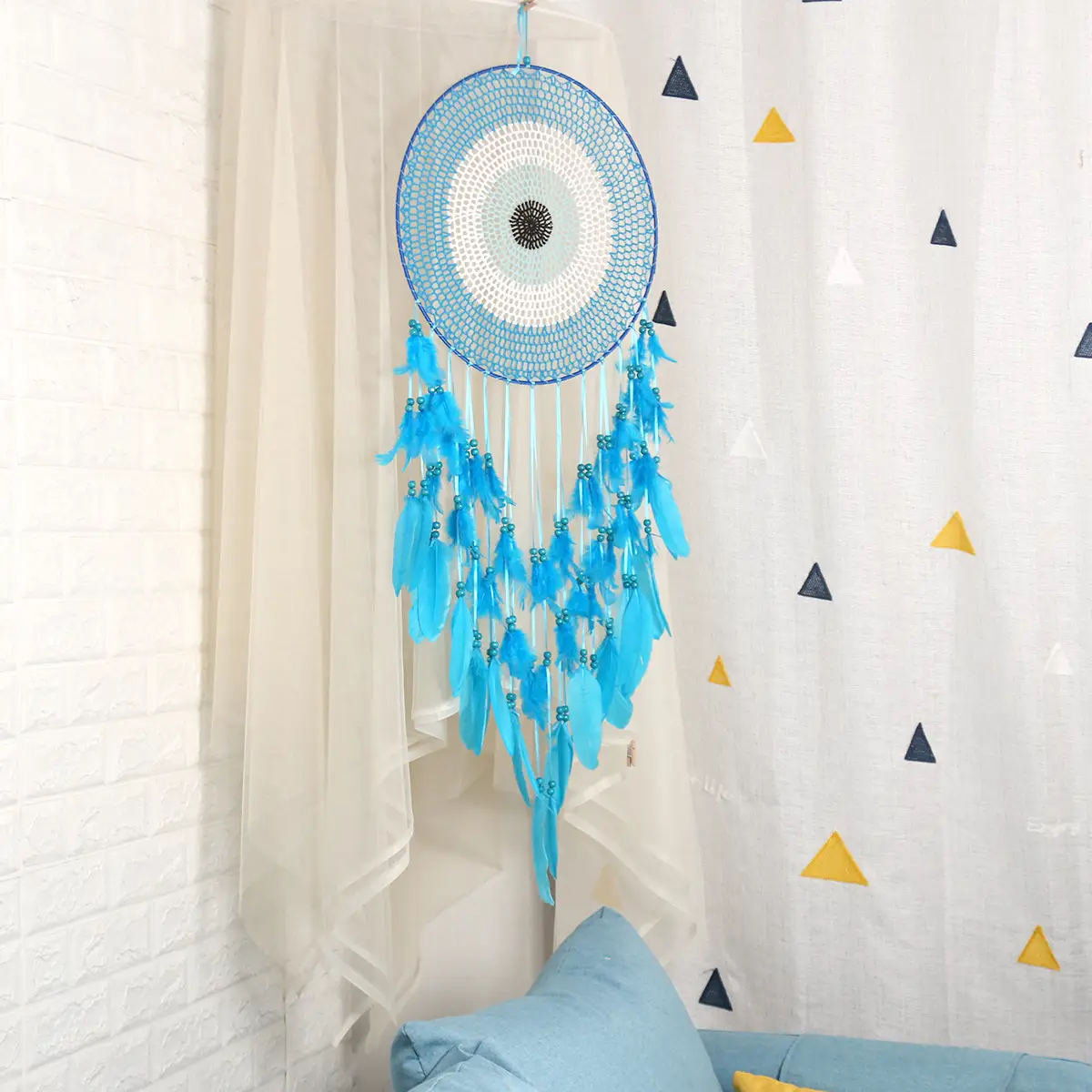 Blue Enchantress Dream Catcher 40cm Feather Decor - Image 9