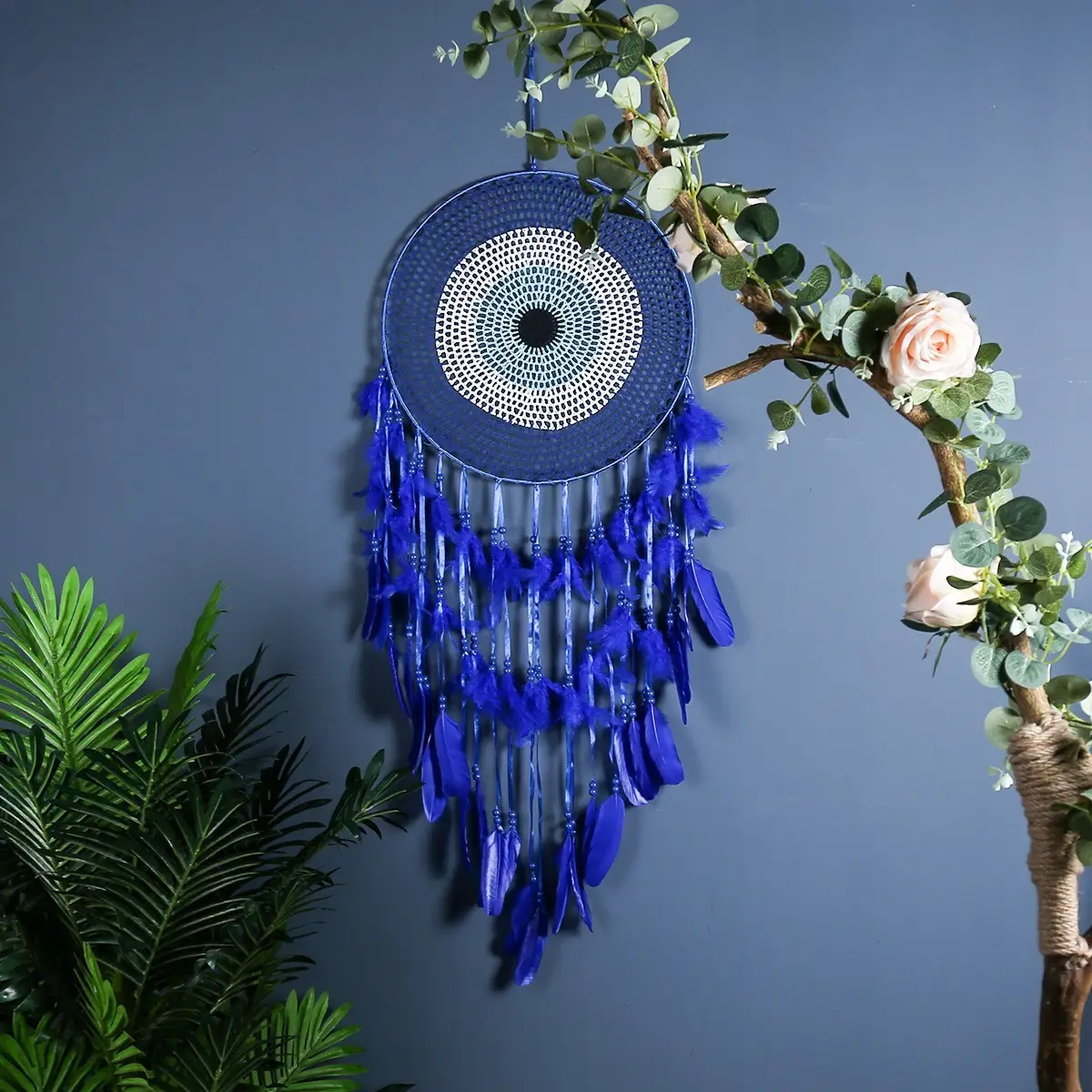 Blue Enchantress Dream Catcher 40cm Feather Decor - Image 10