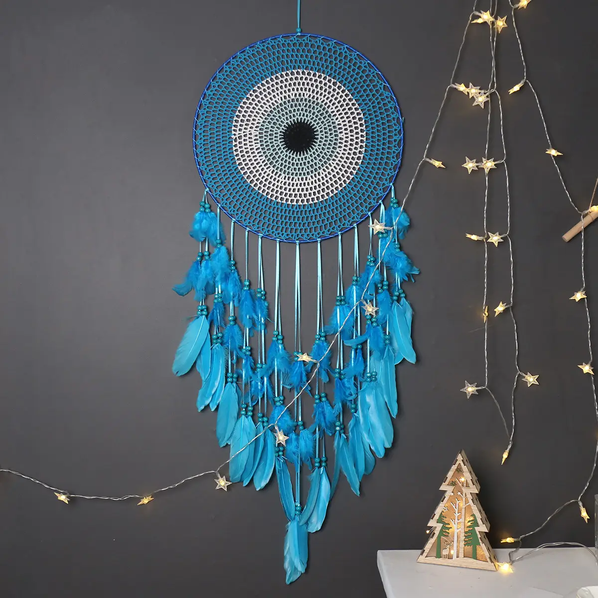 Blue Enchantress Dream Catcher 40cm Feather Decor - Image 11