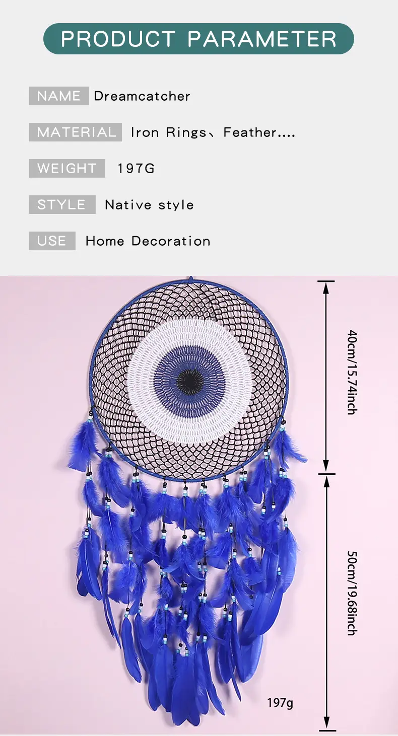 Blue Enchantress Dream Catcher 40cm Feather Decor — feature 7