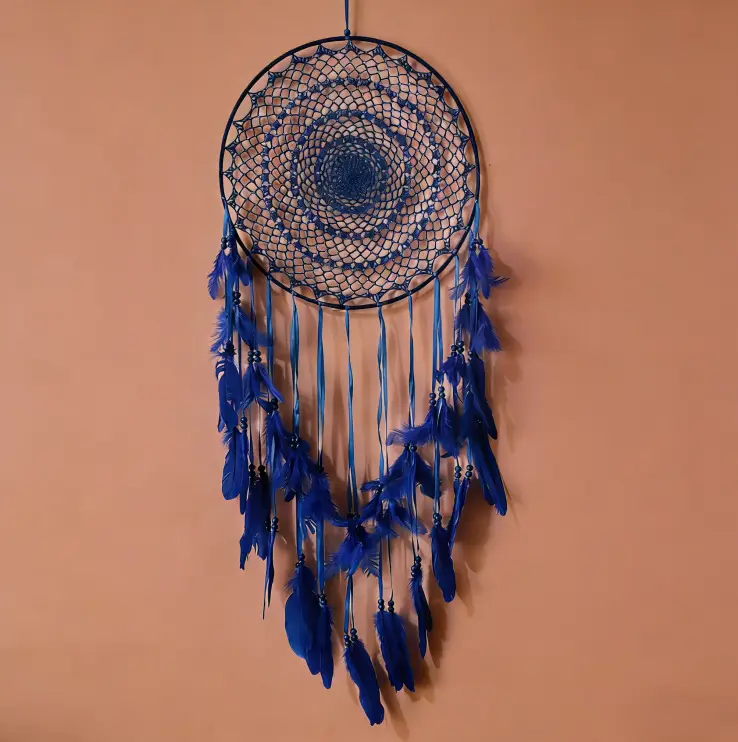 Blue Enchantress Dream Catcher 40cm Feather Decor - Image 2
