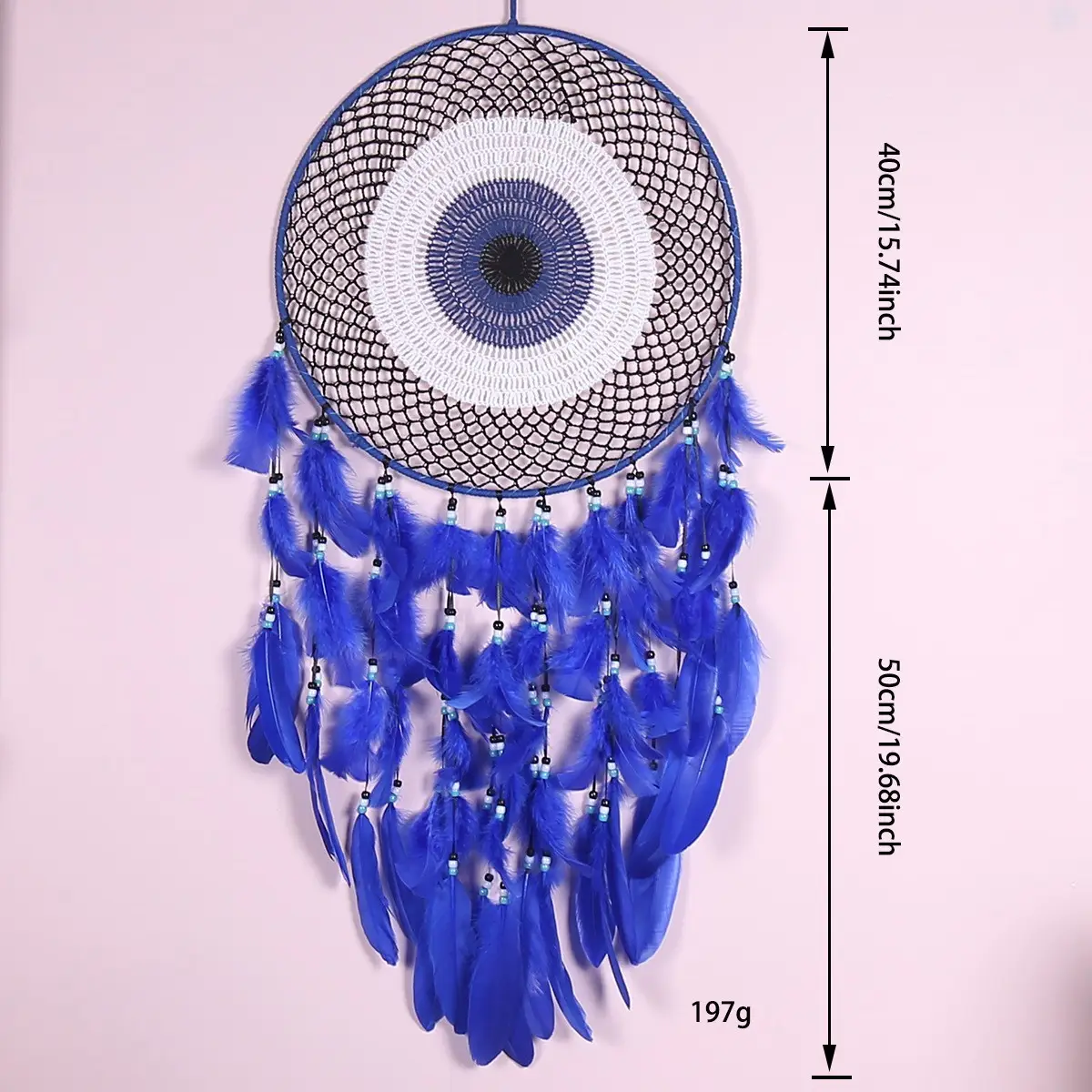 Blue Enchantress Dream Catcher 40cm Feather Decor - Image 5