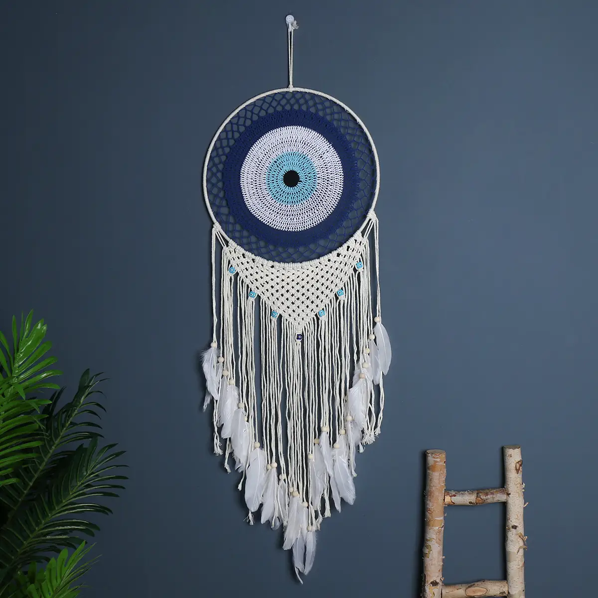 Blue Enchantress Dream Catcher 40cm Feather Decor - Image 6
