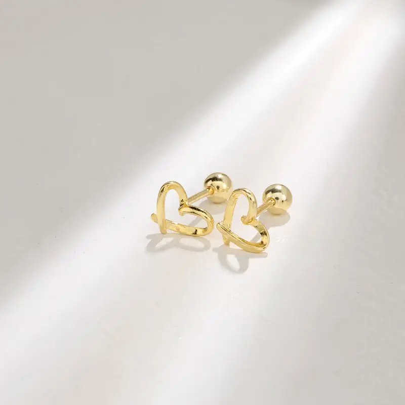 Hollow Love Heart S925 Silver Earrings - Image 2