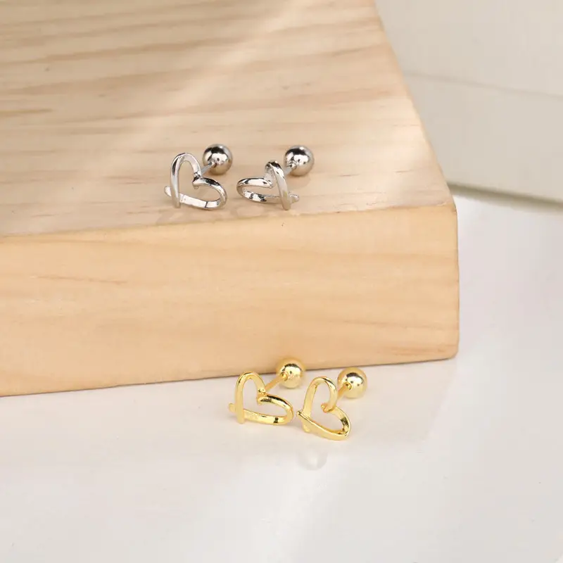 Hollow Love Heart S925 Silver Earrings - Image 3