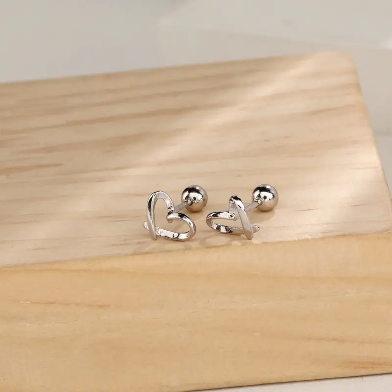 Hollow Love Heart S925 Silver Earrings - Image 4