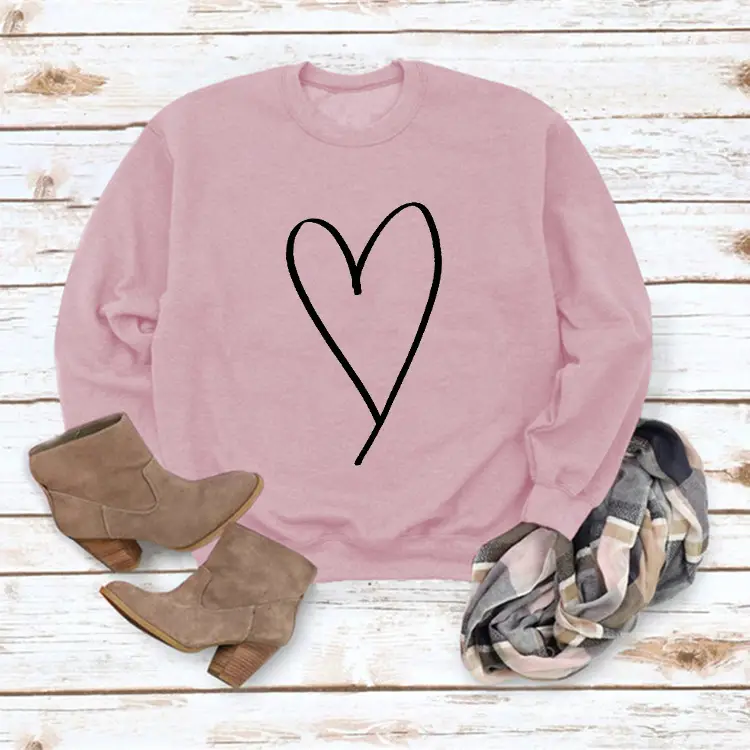 Women's Red Heart Print Long Sleeve Sweatshirt - Image 3