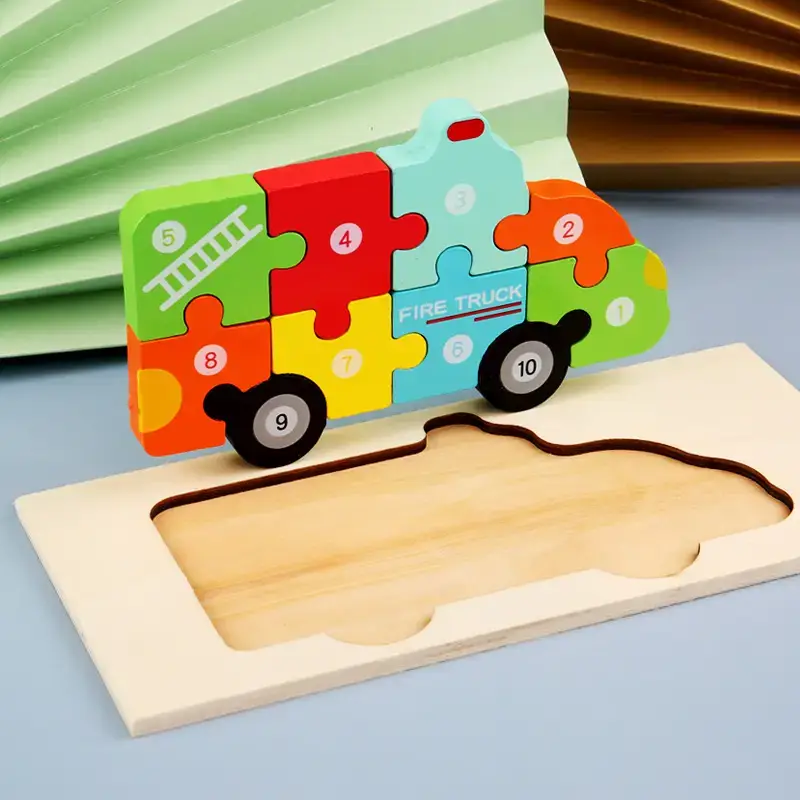 Wooden Puzzle Truck Toy for Kids 1-2 Years