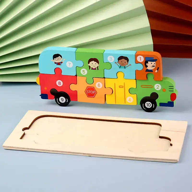 Wooden Puzzle Truck Toy for Kids 1-2 Years