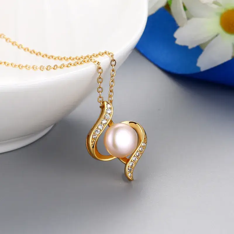 Gold Pearl Drip Pendant & Silver Diamond Pendant Set - Image 9