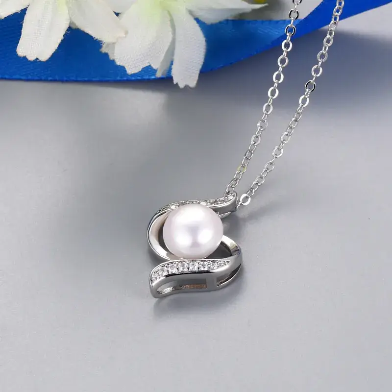Gold Pearl Drip Pendant & Silver Diamond Pendant Set - Image 10