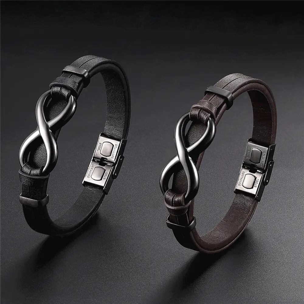 Korean Leather 8-Word Bracelet for Men - Image 4