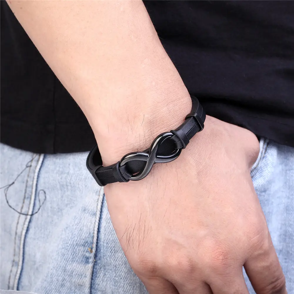 Korean Leather 8-Word Bracelet for Men - Image 5