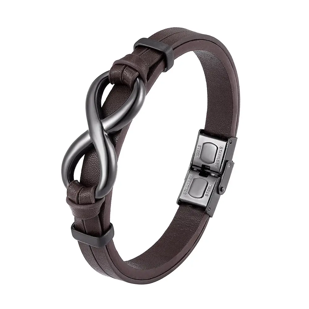Korean Leather 8-Word Bracelet for Men - Image 2