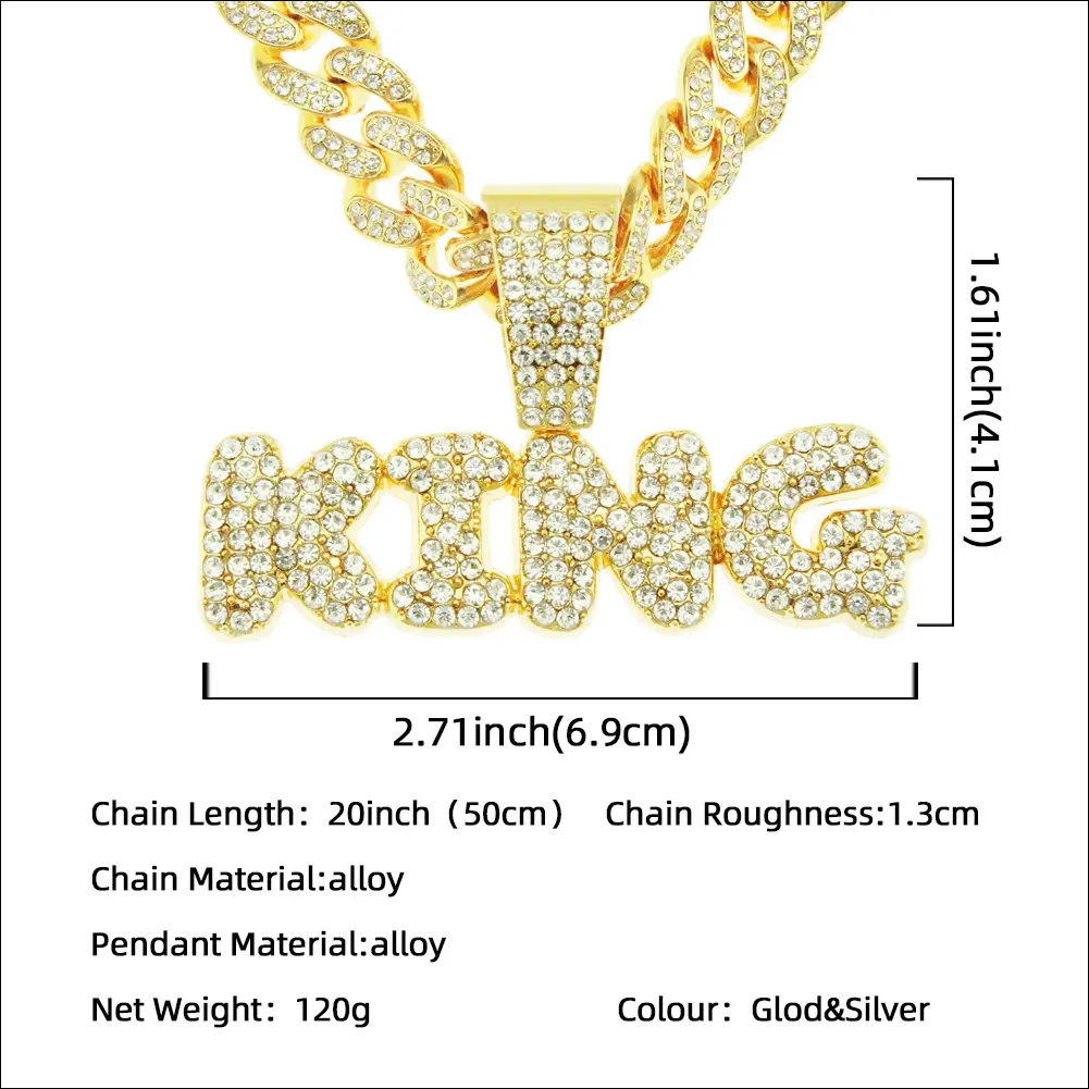 Full Diamond Letter Pendant Necklace for Men - Image 3