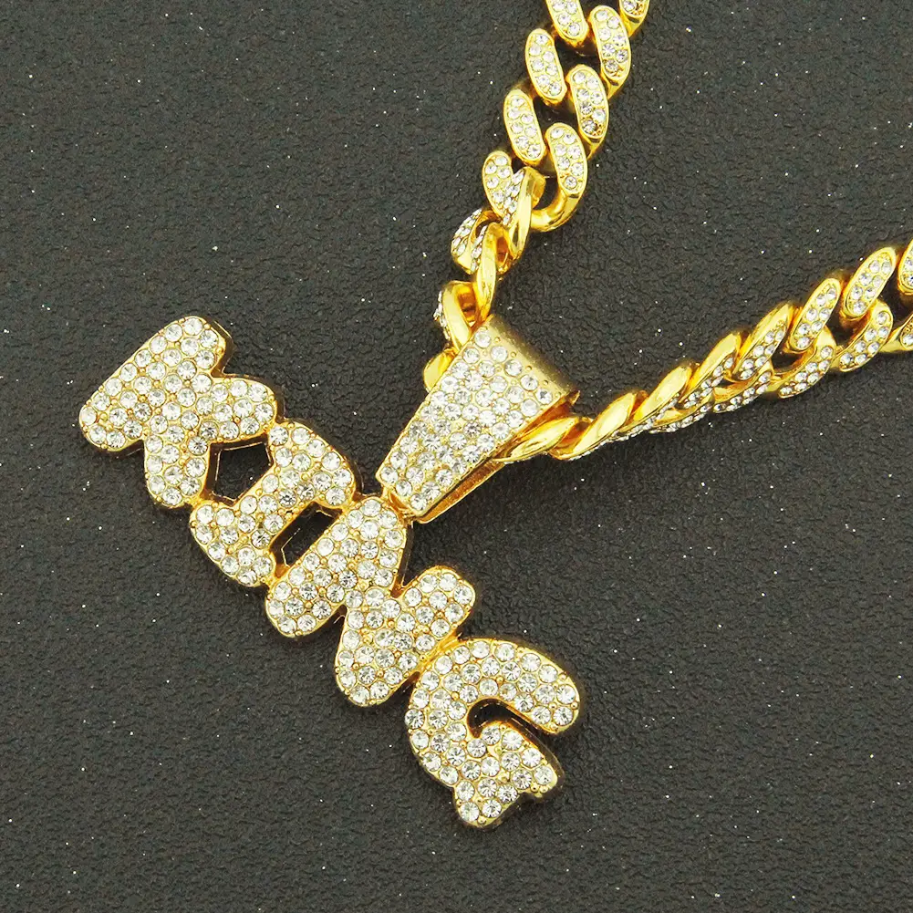 Full Diamond Letter Pendant Necklace for Men - Image 4