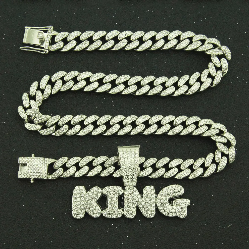 Full Diamond Letter Pendant Necklace for Men - Image 5
