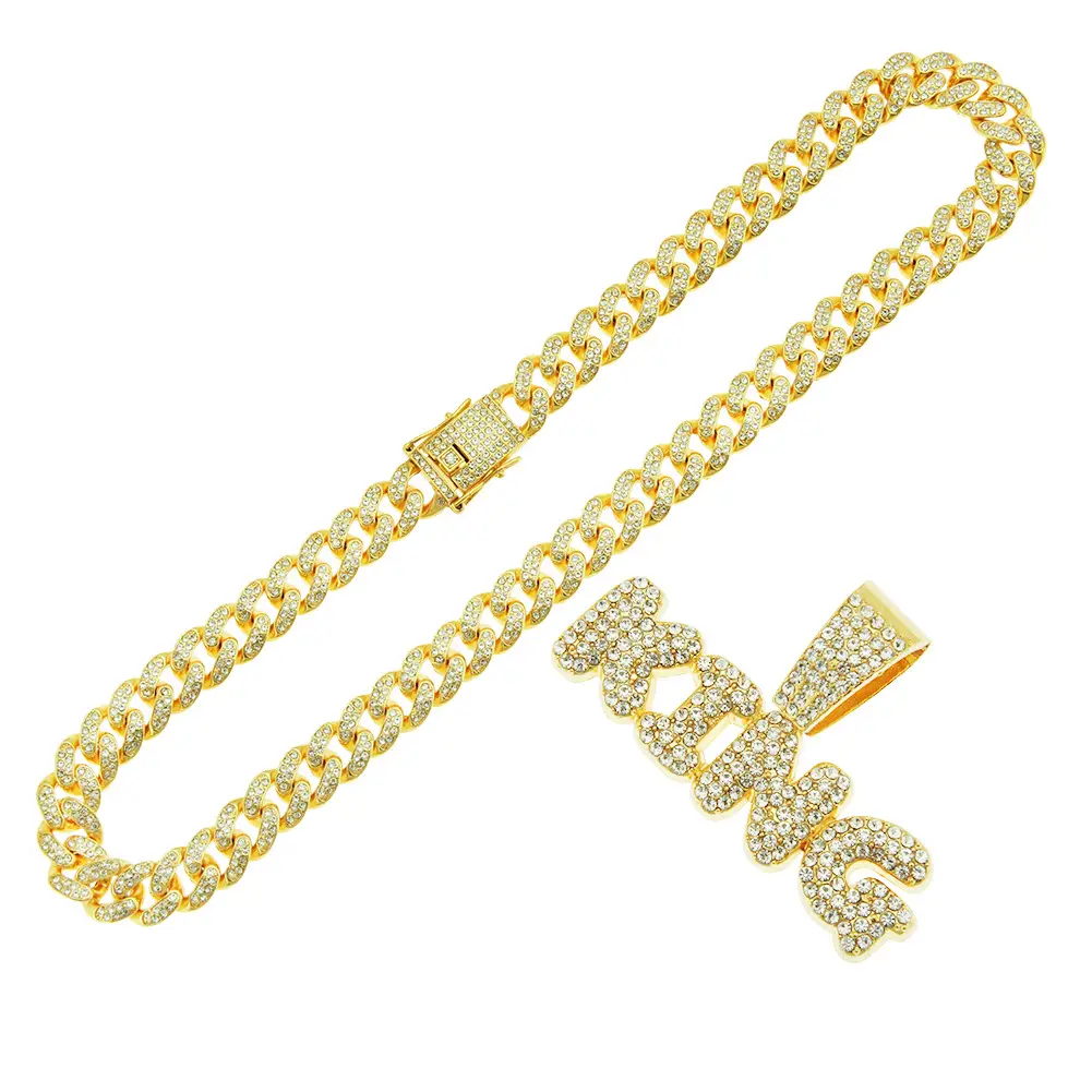 Full Diamond Letter Pendant Necklace for Men - Image 6