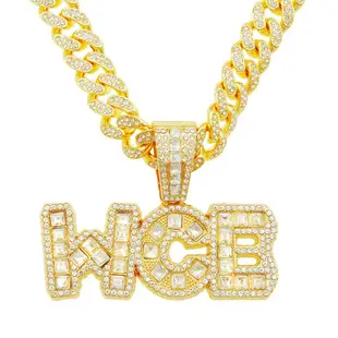 Full Diamond Letter Pendant Necklace for Men — feature 23