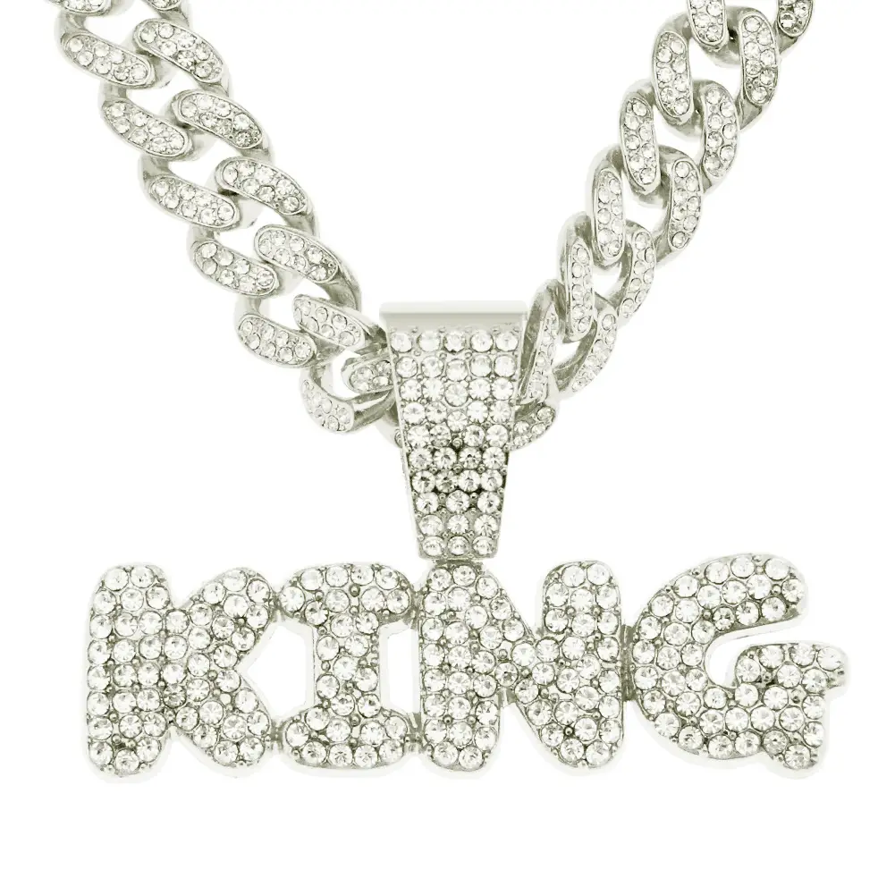 Full Diamond Letter Pendant Necklace for Men - Image 2
