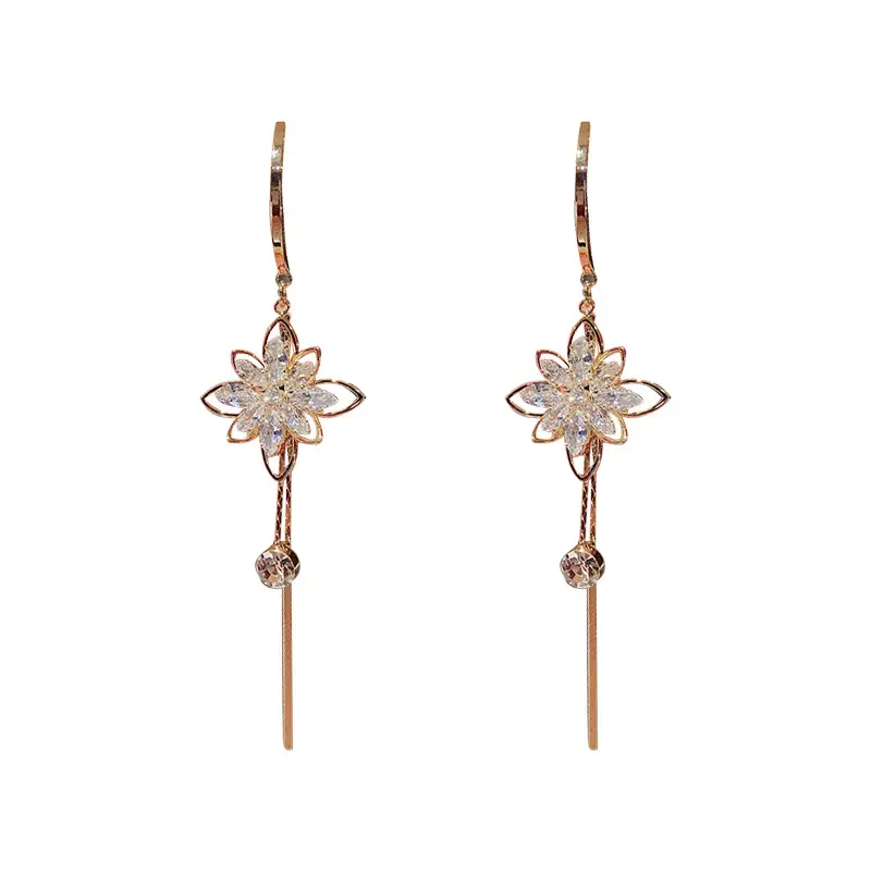 Dongdaemun New Zircon Flower Earrings S925 Silver - Image 6