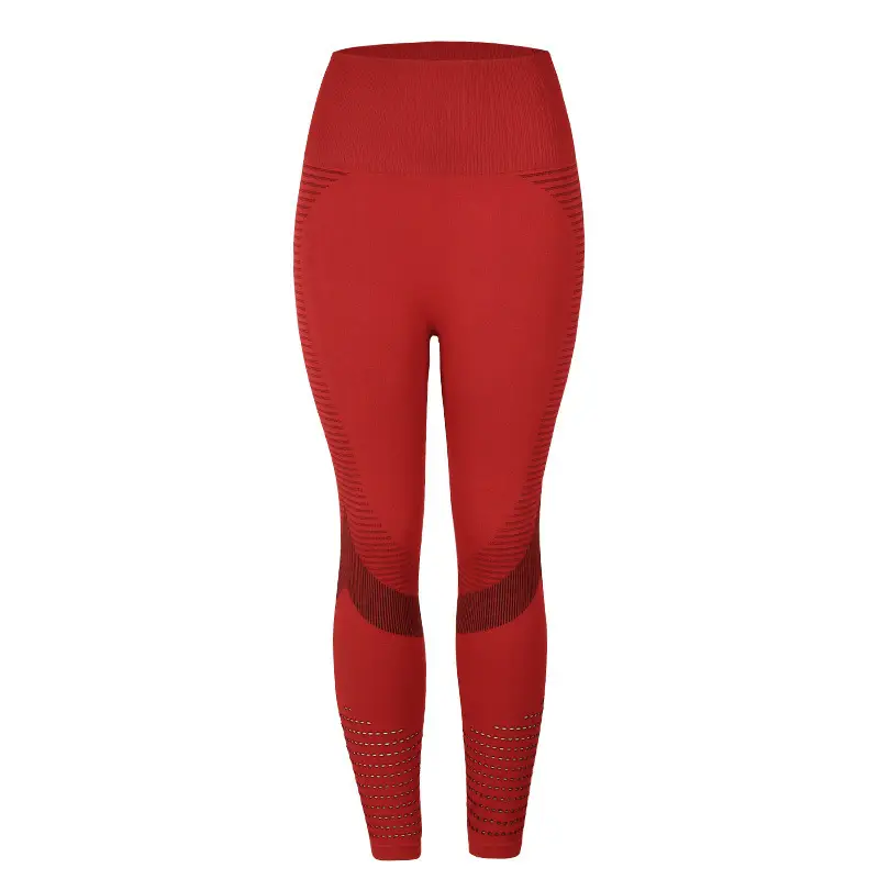 Women's High Waist Hollow Fitness Yoga Pants Peach Hip Slim Running Pants - Image 2