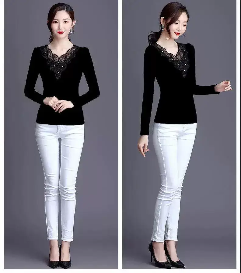 Black Lace Fleece Lined Women's Shirt 2025 — feature 7