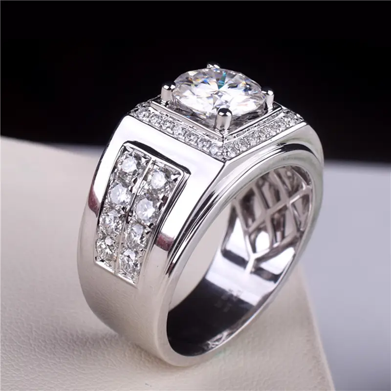 Square Round Diamond Men's Ring Silver 4.0ct - Image 3