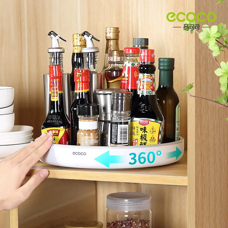 Rotating Soy Sauce Storage Rack White Kitchen Countertop