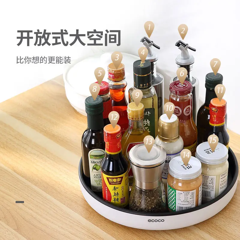 Rotating Soy Sauce Storage Rack White Kitchen Countertop