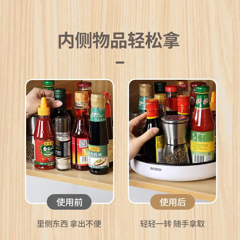 Rotating Soy Sauce Storage Rack White Kitchen Countertop