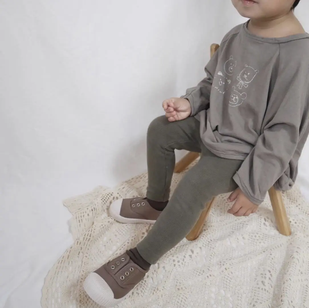 2026 Spring Boys Girls Long Sleeve T-Shirt Brown Grey Loose Fit - Image 5