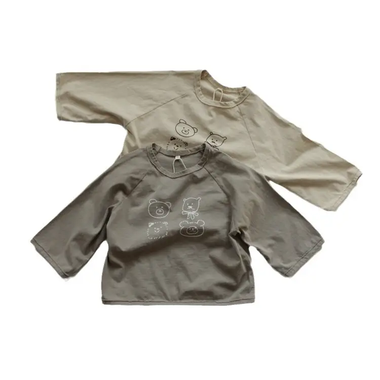 2026 Spring Boys Girls Long Sleeve T-Shirt Brown Grey Loose Fit - Image 7