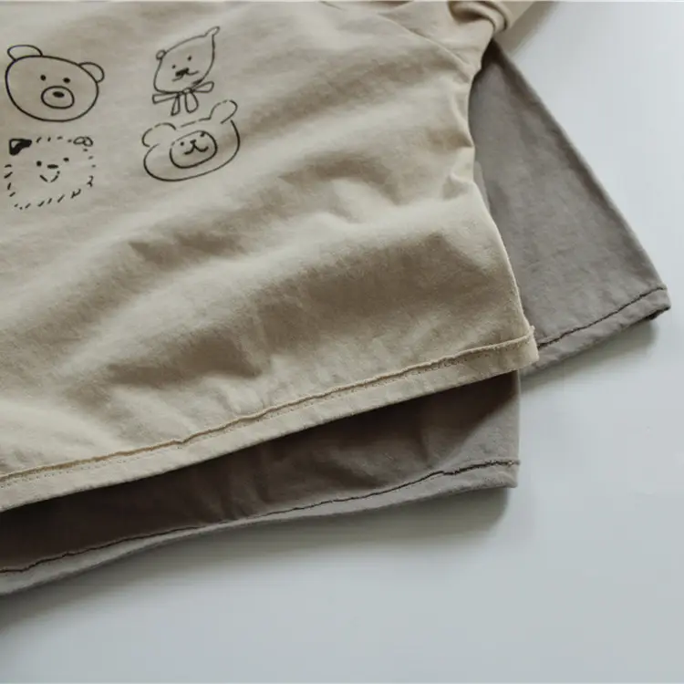 2026 Spring Boys Girls Long Sleeve T-Shirt Brown Grey Loose Fit — feature 13