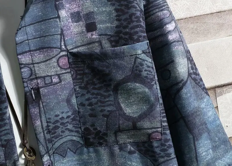 Men's Cyber Print Long Sleeve Shirt Hong Kong Style - Image 4