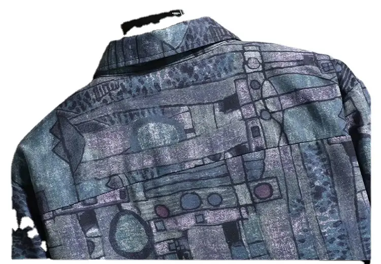Men's Cyber Print Long Sleeve Shirt Hong Kong Style - Image 6