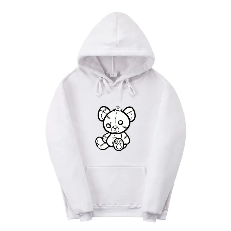 Fleece Lined Hoodie Navy Blue Teddy Bear Print — feature 12