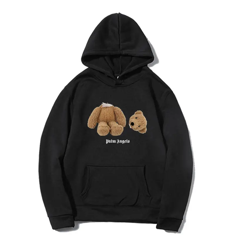 Fleece Lined Hoodie Navy Blue Teddy Bear Print — feature 5