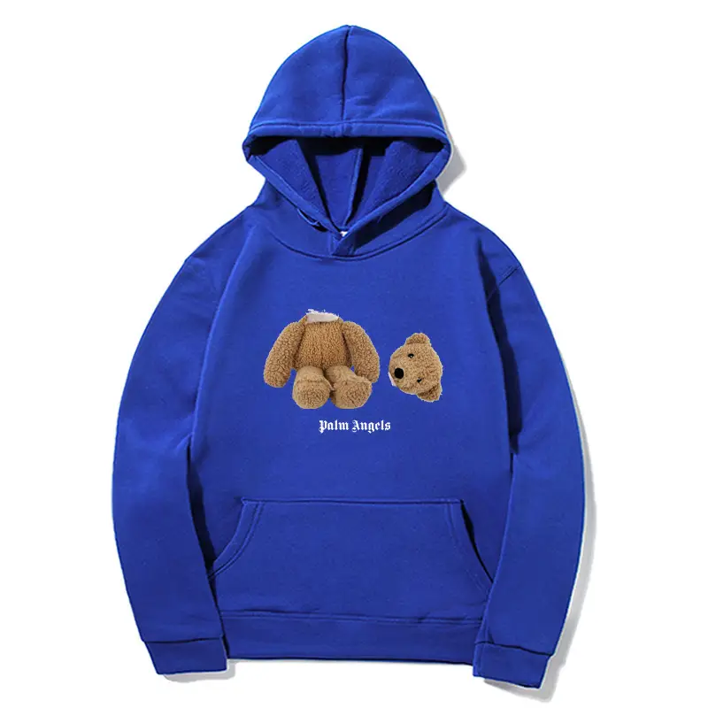 Fleece Lined Hoodie Navy Blue Teddy Bear Print — feature 9