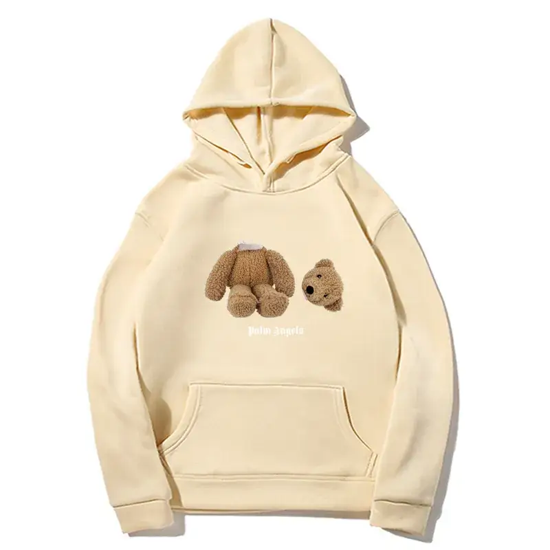 Fleece Lined Hoodie Navy Blue Teddy Bear Print