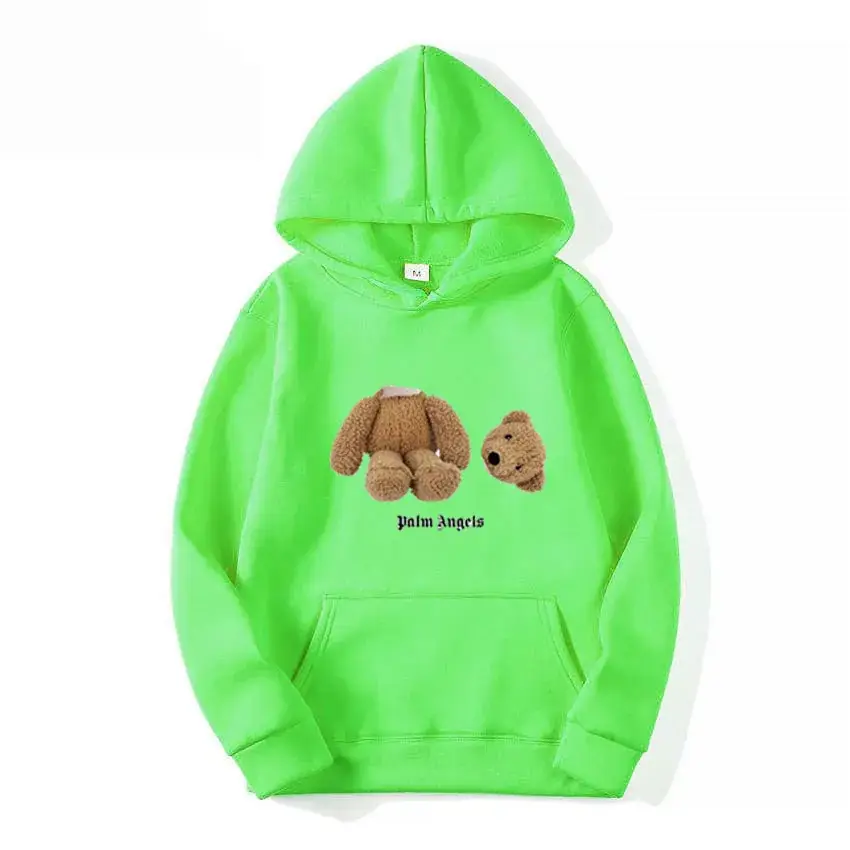 Fleece Lined Hoodie Navy Blue Teddy Bear Print