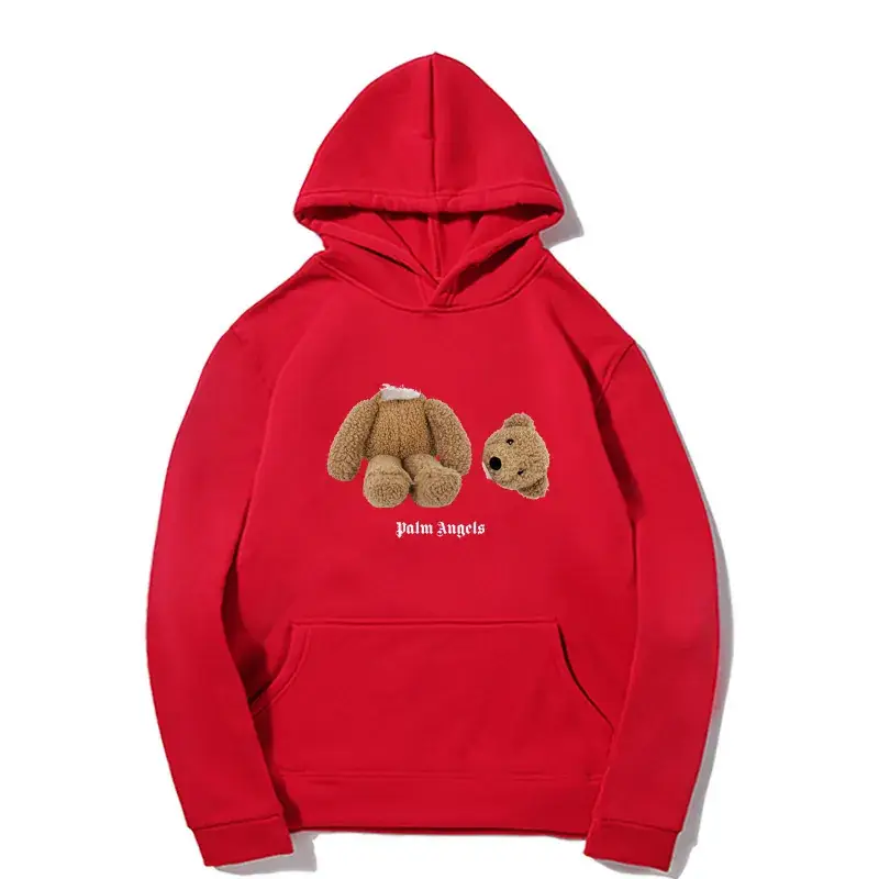 Fleece Lined Hoodie Navy Blue Teddy Bear Print