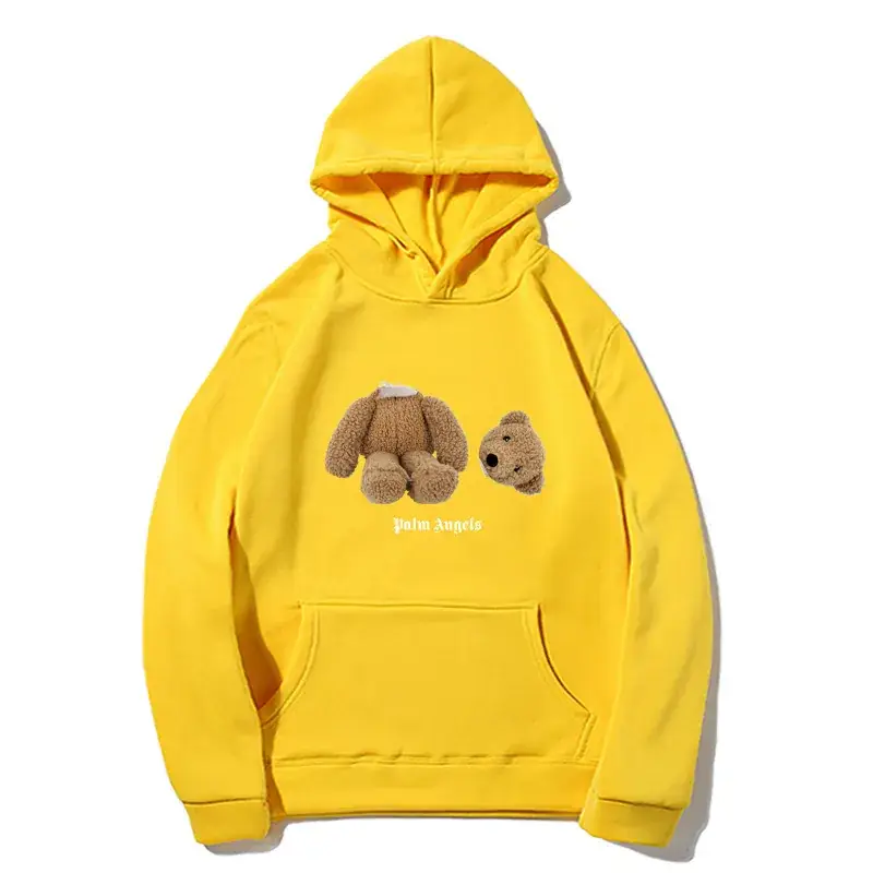 Fleece Lined Hoodie Navy Blue Teddy Bear Print