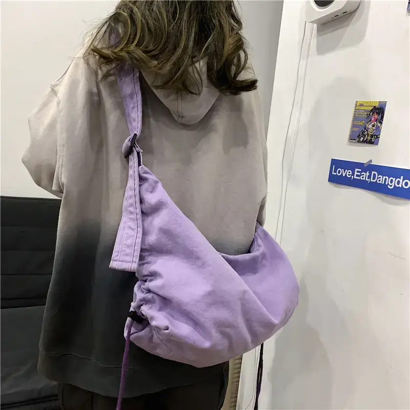 Women's White Crossbody Canvas Bag Large Capacity