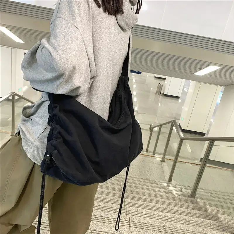 Women's White Crossbody Canvas Bag Large Capacity