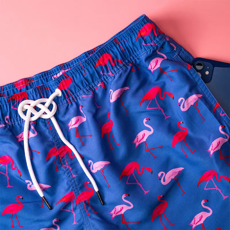 Men Printed Fire Flamette Shorts Blue Loose Summer