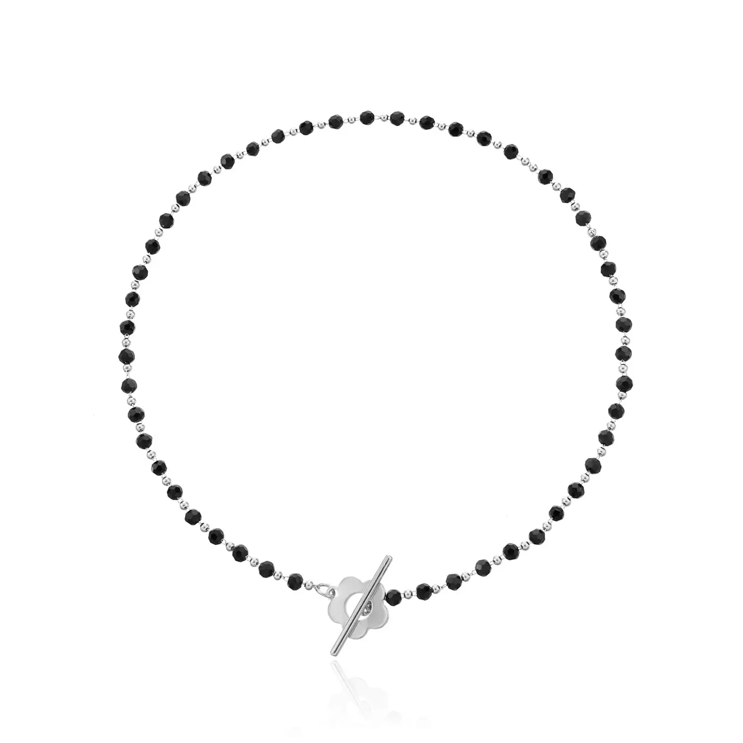 Black Crystal Bead Chain with Gold Clasp