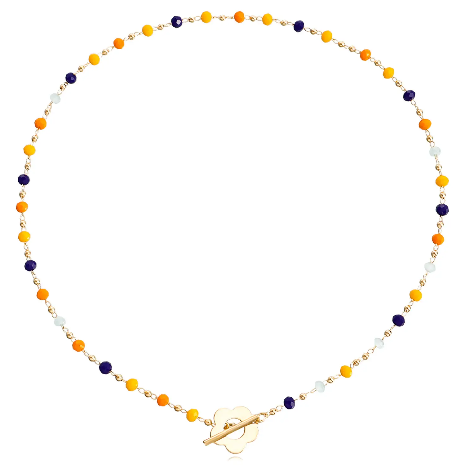 Black Crystal Bead Chain with Gold Clasp