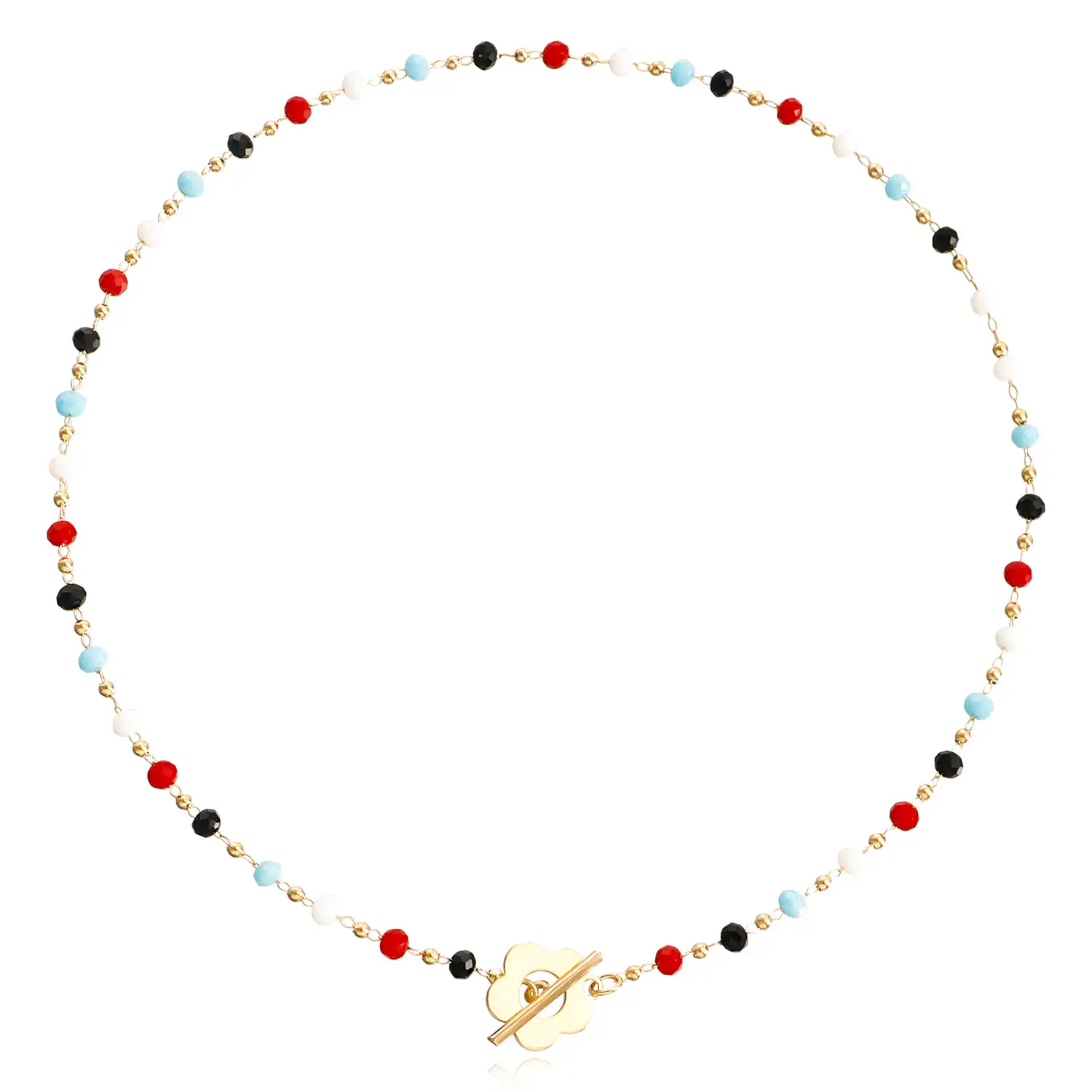 Black Crystal Bead Chain with Gold Clasp