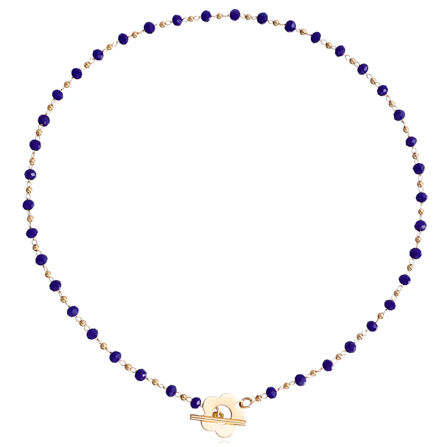 Black Crystal Bead Chain with Gold Clasp